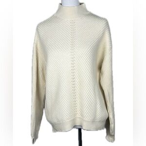 Marine Layer Skylar Turtleneck Sweater Ivory Chunky Sz XL Preppy Ivy League